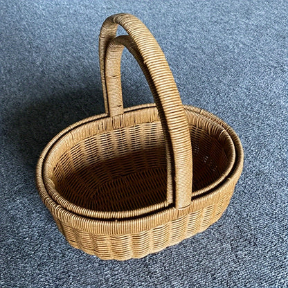 Wicker Picnic Basket Handwoven | Rattan Shopping Basket for Eggs Fruit Outdoor Picnic Gift Basket