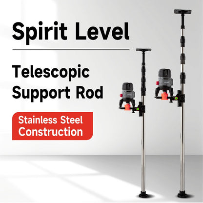 Stainless Steel Telescoping Laser Level Pole, 15.4-Foot Support Rod with 1/4-20 and 5/8-11 Mounts