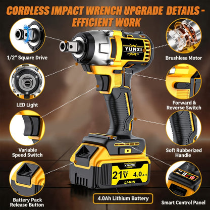 Impact Drill Set 21V Cordless with Drill Bit Accessories, Toolbox & Charger – Heavy Duty Wireless Impact Wrench Drill, 2AH / 4AH Battery Options, for Car Repair, Construction & Heavy-Duty DIY Projects