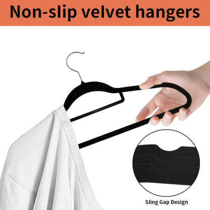 Non-Slip Velvet Hangers with 360° Rotating Hook & Hanger Buckles – Space Saving Closet Organizer Set (50pcs or 20pcs)