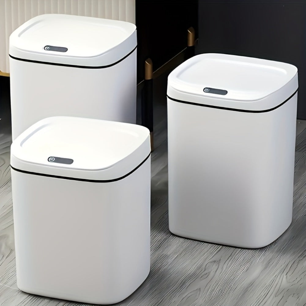 Motion-Activated Touchless Trash Can with Lid – Smart Sensor Waste Bin for Kitchen, Bathroom, Office & Home, Minimalist Rectangular Design, Battery Powered, 3-4 Gallon
