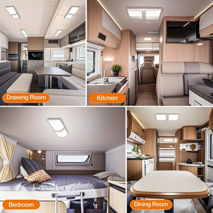 RV LED Interior Light 12V – 1000LM Dome Ceiling Light with Switch for Camper Trailer Boat Car, 8W Natural White (4 Pack)