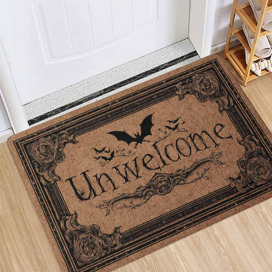 Gothic Bat Unwelcome Doormat Non-Slip Welcome Mat Halloween Home Decor Entrance Rug Indoor Floor Mat