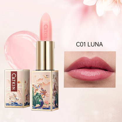 Lip Balm CATKIN Tinted Stick with Five Named Shade Options, Glossy Finish and Floral Packaging