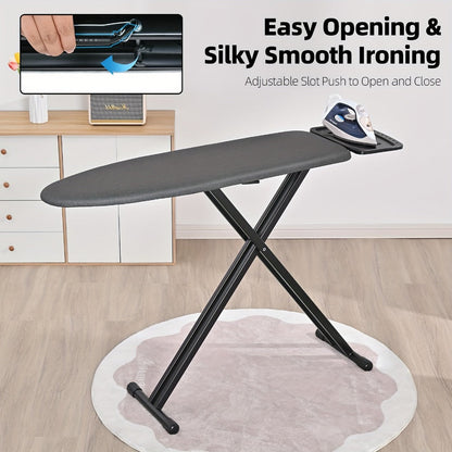 Full Size Ironing Board 43x13 In with Iron Rest, Adjustable Height & Thick Heat-Resistant Padded Cover, Sturdy Anti-Skid Metal Legs, Lightweight Freestanding Iron Board for Home Laundry Room Bedroom