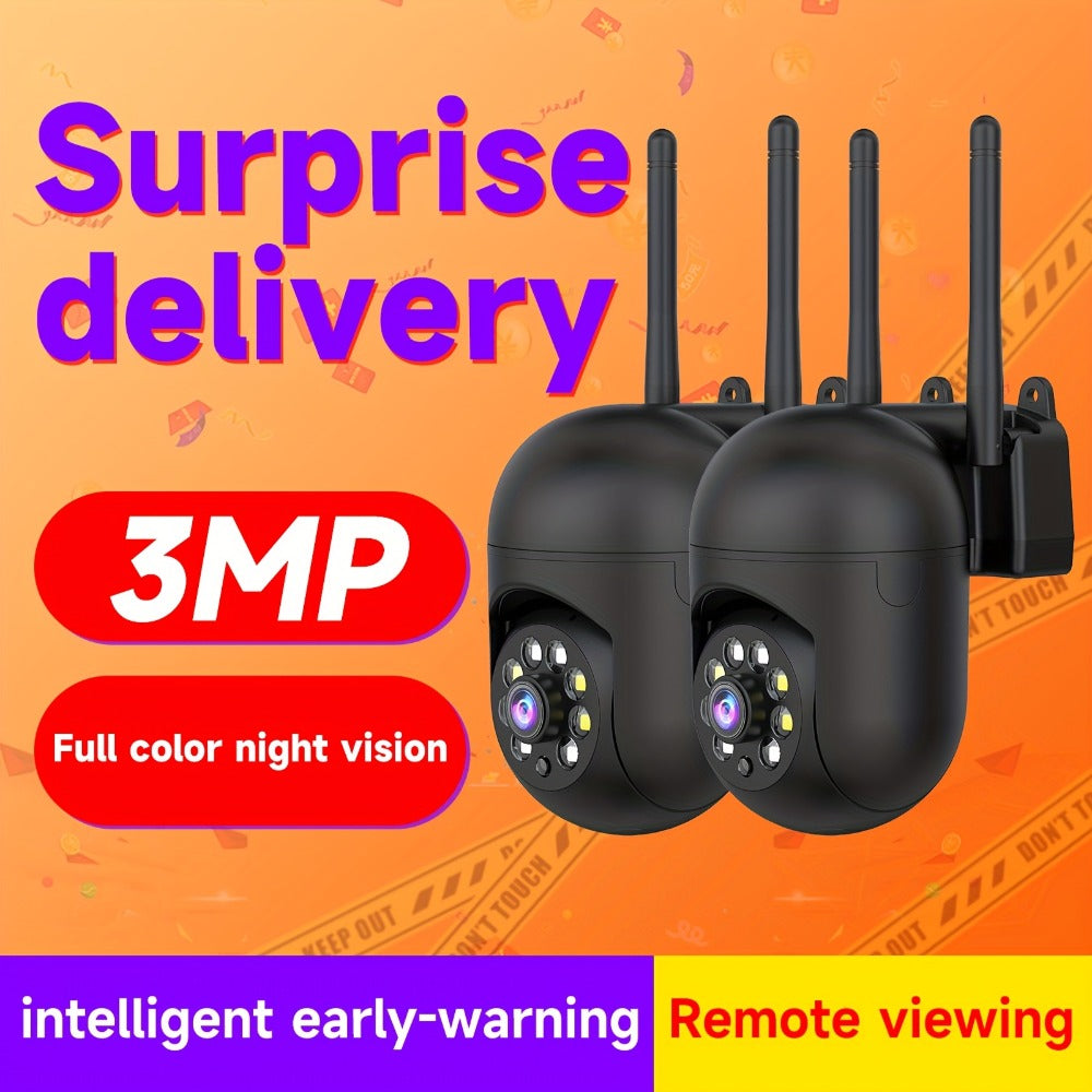 Indoor Security Camera 2-Pack with 355° Pan-Tilt, Night Vision, Two-Way Audio and Connection Options