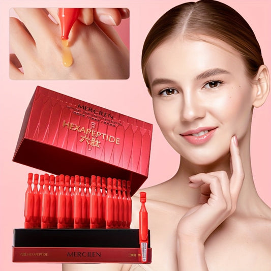 Red Ginseng 6-Peptide Collagen Face Serum Hyaluronic Acid Ceramide Squalane Brightening Moisturizing Anti-Aging Fast Absorbing Non-Greasy Travel Portable 30 Pcs Mercilen