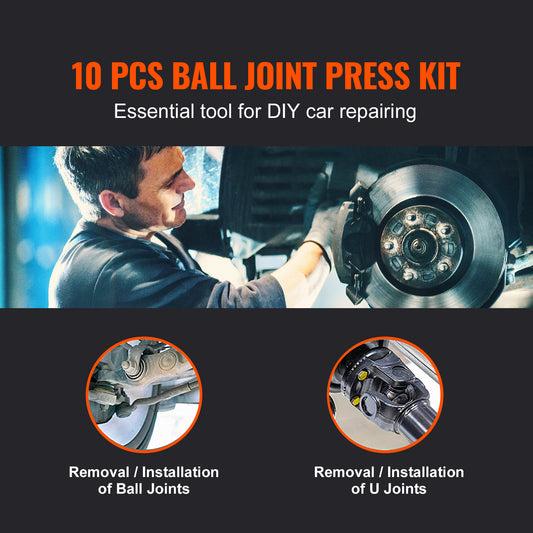 Ball Joint Press Kit 10/21/23-Piece - C-Press Ball Joint Tool Set for 2WD & 4WD Vehicles, Heat-Treated Carbon Steel, Compatible with Ford GM Dodge Jeep Dana 28-60 Axles, U-Joint & Brake Pin Removal