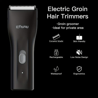 Ceramic-Blade Body Hair Trimmer with IPX7 Rating, LCD Battery Display and Black, Blue or White Housings