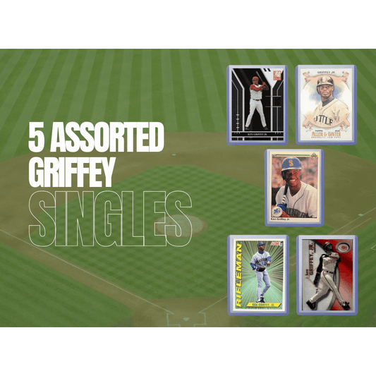 Ken Griffey Jr Baseball Cards 5-Card Assorted Lot – Topps Panini Fleer Donruss MLB Trading Cards | Multi-Year Variety Bundle | Collector Gift for Baseball Fans Kids & Adults