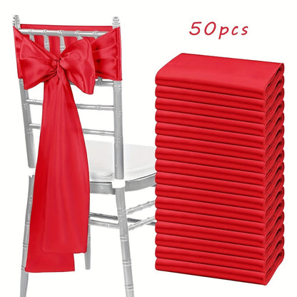 50-Piece Chair Sash Set in Light Golden, Green or Light Blue, 7 x 108-Inch Ribbons for Event Seating