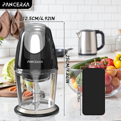 Electric Food Chopper Mini Food Processor – One-Touch 600ml Vegetable Chopper with 4 Stainless Steel Blades, Meat Grinder Blender for Garlic, Fruits, Smoothie, Puree, Black