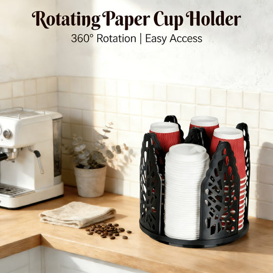 Paper Cup Holder Kitchen Organizer 4-Compartment Rotating Dispenser with Detachable Design in Two Colors