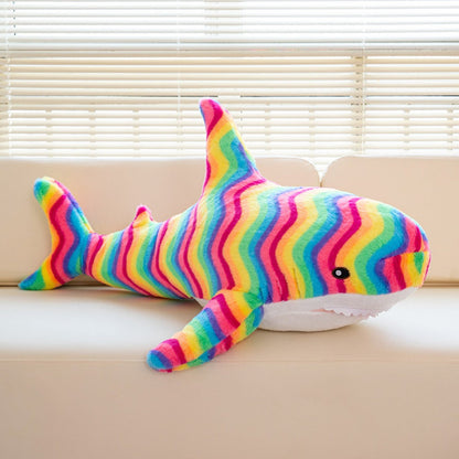 Plush Toy – Jumbo Shark Pillow 24-Inch in Blue, Grey, Blue-Pink or Rainbow Colorways and Ocean Decor