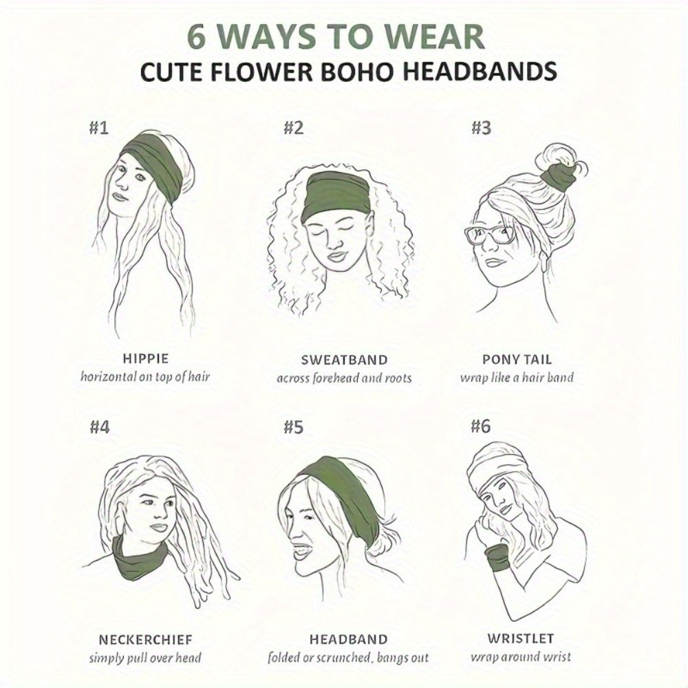 Eight Wide Knotted Headbands with Mixed Paisley and Geometric Patterns in One Image-Bound Set