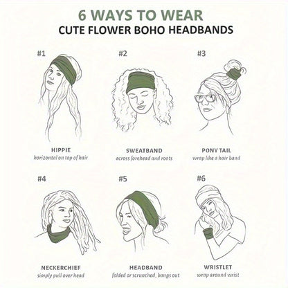 Eight Wide Knotted Headbands with Mixed Paisley and Geometric Patterns in One Image-Bound Set