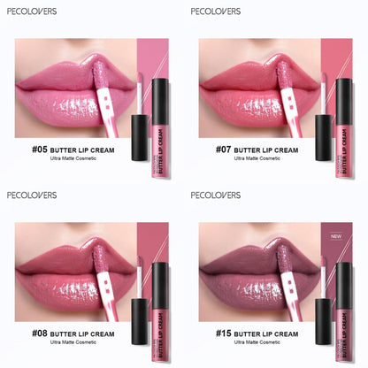 Lip Gloss Set by PECOLORS with 9 Nude and Pink Creamy Lip Colors, Tube Applicators and Display Box
