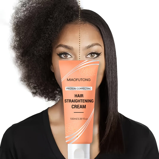 Smoothing Hair Straightening Cream with Protein & Keratin — Deep Moisturizing Frizz Control Treatment for All Hair Types, Non-Greasy Lightweight Formula, Salon Results at Home, 100g / 3.38oz