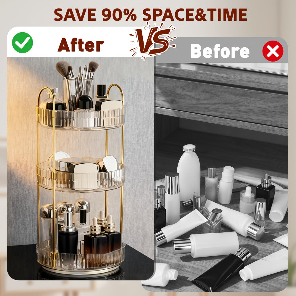 Rotating Multi-Level Makeup Organizer with Detachable Trays and 12 Exact Color-and-Layer Options