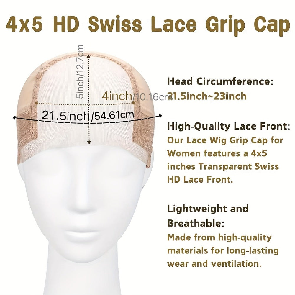 Wide Lace Wig Grip Cap with Ear Cutouts in Brown, Blonde, Black, Beige 613 or Two-Piece Color Sets