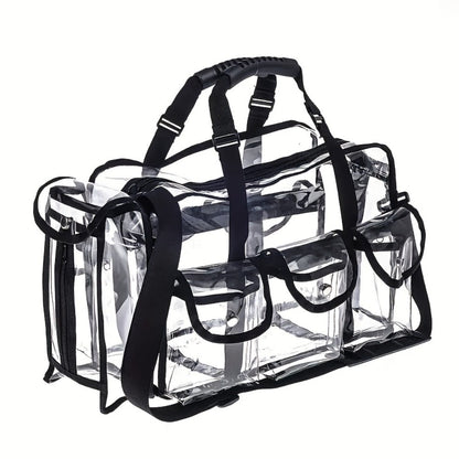 Clear Multi-Pocket Tote Bag with Black Trim, Dual Handles and Protected Fashion, Simple or Portable Styles