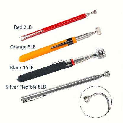 Telescoping Magnetic Pickup Tool Set with Three Bundle Configurations, Strength Labels, Tray or Inspection Mirror