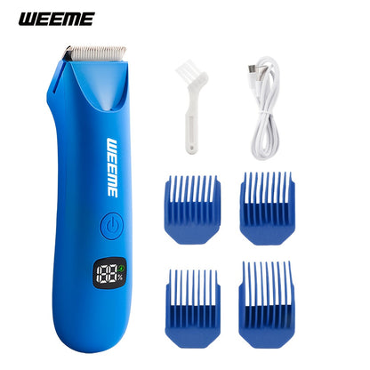 WEEEME Body Hair Trimmer with Digital Display, Four Guide Guards and Yellow, Blue or Black Housing