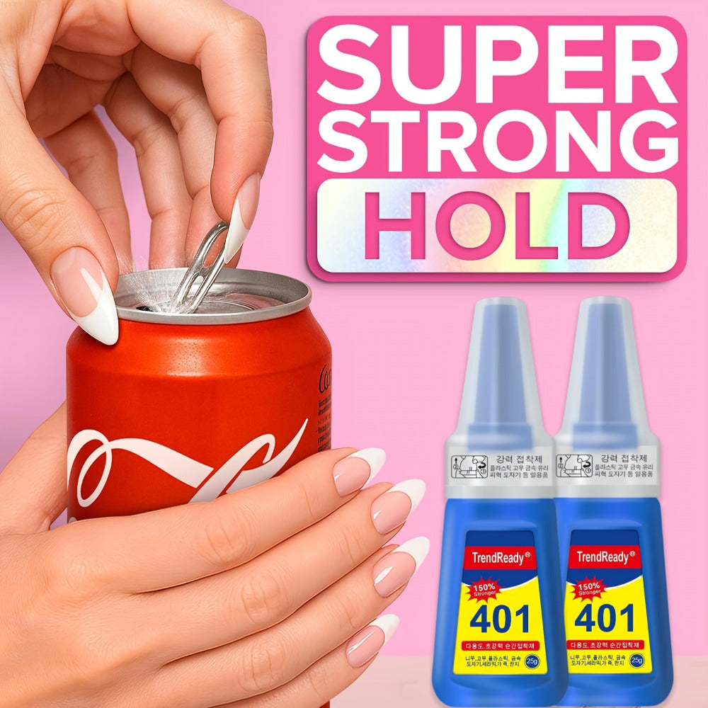 Nail Glue Set, TrendReady 401 25g Bottles in 1+1, 3+1, 5+1 or 7+1 Pack Options with Pointed Nozzles