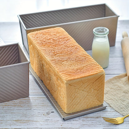 Pullman Loaf Pan with Lid, Extra Large 12.3x4.7x4.3 Inch Sandwich Bread Pan with Vent Holes, Nonstick Carbon Steel Toast Pan with Bread Knife, Square Loaf Pan for Sandwich Bread, Black or Gold