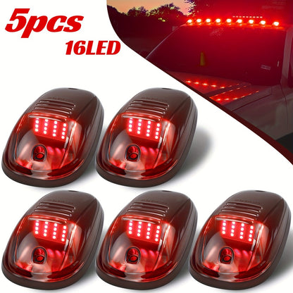 5pcs LED Cab Roof Marker Lights 16/24 LED 12V Super Bright UV-Resistant ABS Lens with Wiring Harness Kit for 2003-2018 Pickup Trucks 1500 2500 3500 4500 5500, White Amber Red Blue Green Purple