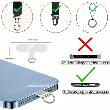 Transparent Phone Lanyard Patches, 30-Piece TPU Adhesive Tether Tab Set with Metal Rings for Full-Cover Phone Cases