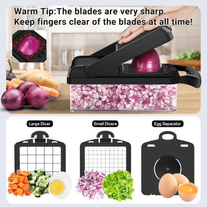 18-in-1 Vegetable Chopper and Mandoline Slicer with Clear Container in Upgraded or Gray 18-Piece Checkout Sets