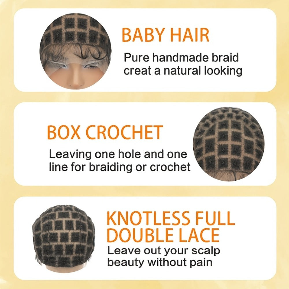Double-Lace Crochet Wig Cap with Baby Hair and Hook Tool in 82-, 109-, 112- or 121-Section Options