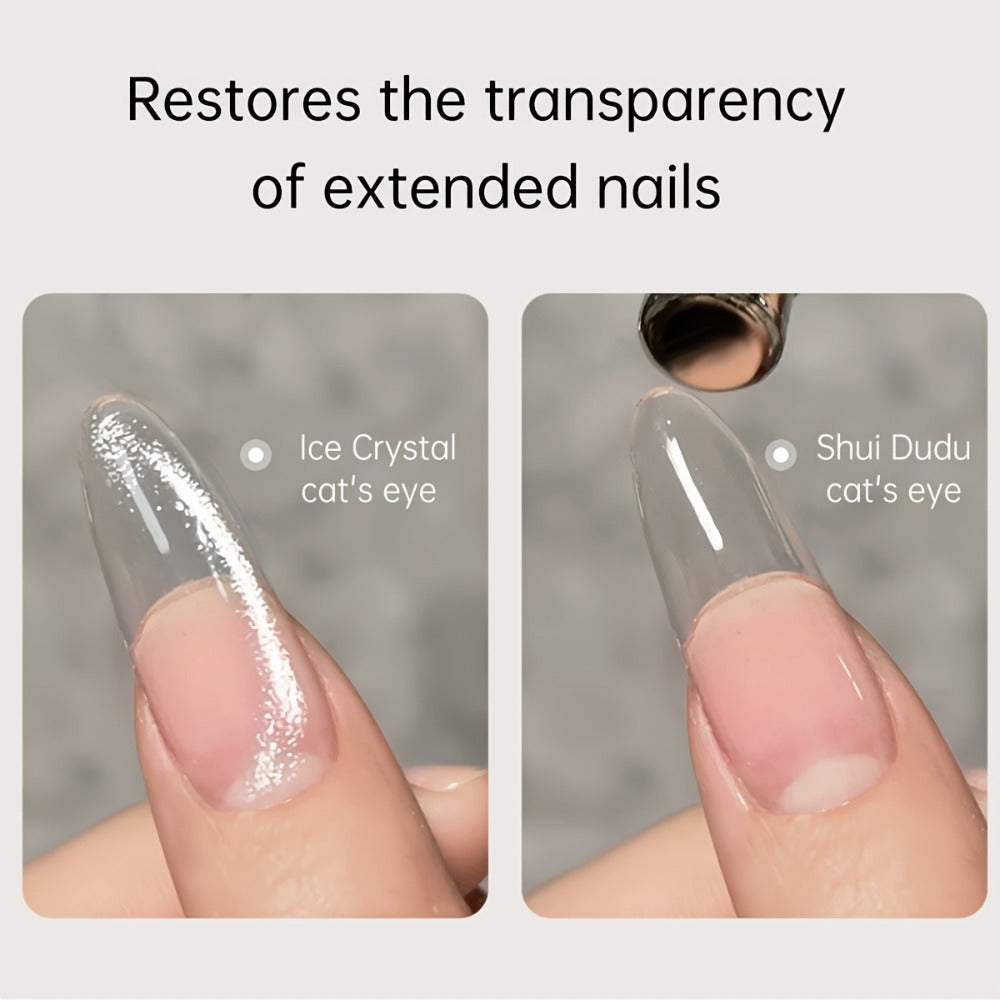 Two-Piece Cat Eye Gel Polish Set with Water Dudu and Ice Crystal Colors in Photo-Frame Bottles