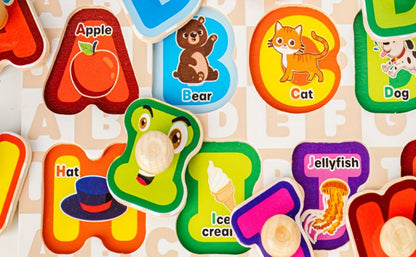 Six-Board Wooden Peg Puzzle Set with Metal Storage Rack and Scene or Animal Theme Checkout Options