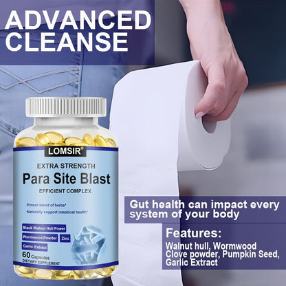 Colon Cleanse Supplement with Black Walnut Hull & Wormwood Powder for Gut Detox Parasite Cleanse Intestinal Health & Digestive Support — Natural Herbal Formula 60 Softgels 30-Day Supply Women & Men