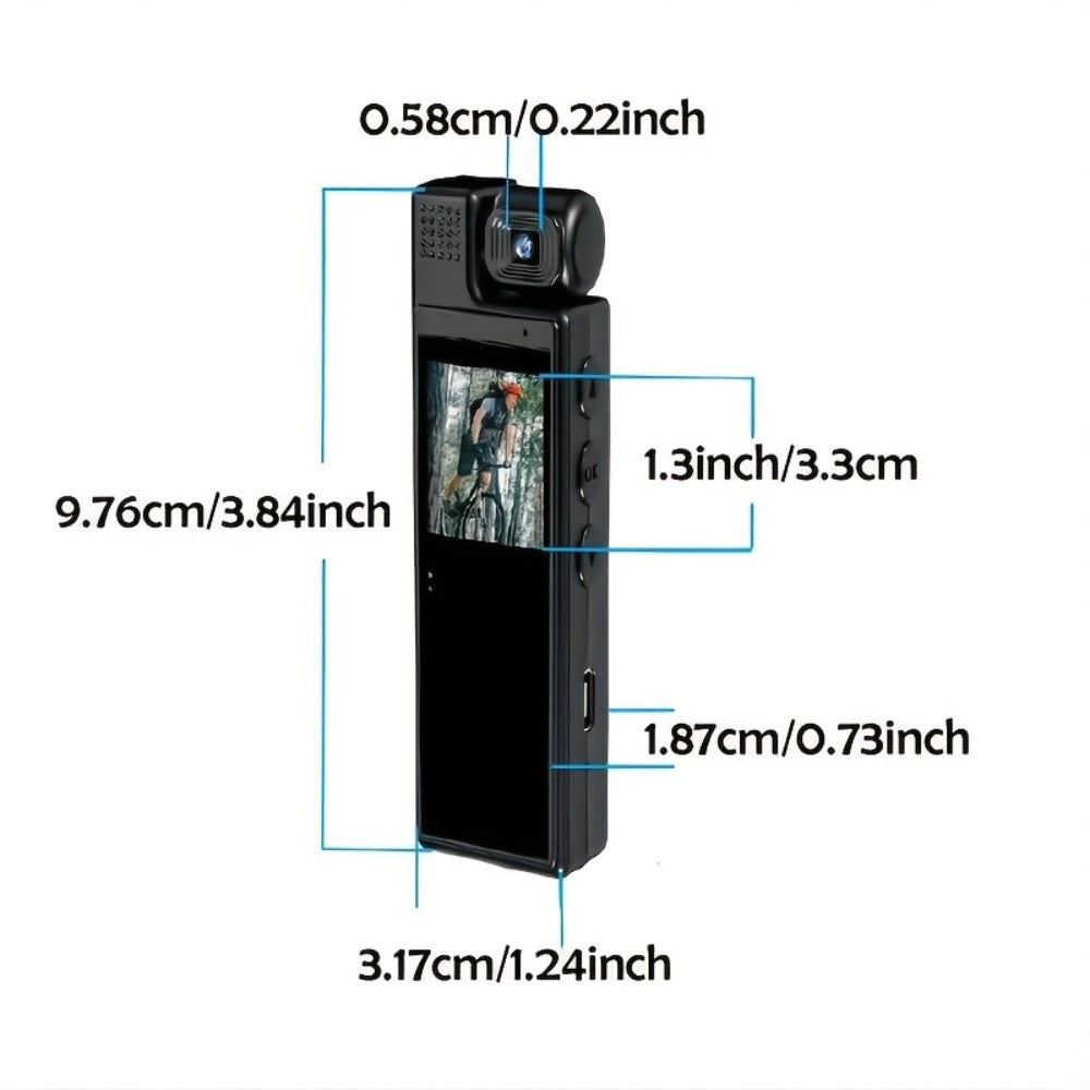 1080P HD Pocket Camcorder with 180° Rotatable Lens, Handheld Body Camera, USB Charging, Compact Smart Recorder for Travel