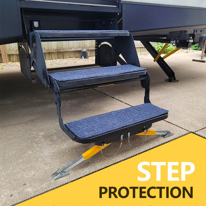 RV Step Stabilizer Kit – Adjustable Foldable Ladder Support for 5th Wheel, Travel Trailer & Motorhome, Eliminates Bounce, Protects Entry Steps, Easy 15-Min Install