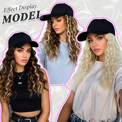 Synthetic Wig 18-Inch Curly-Wavy Baseball Cap Style in Three Highlighted Color Codes for Daily Wear