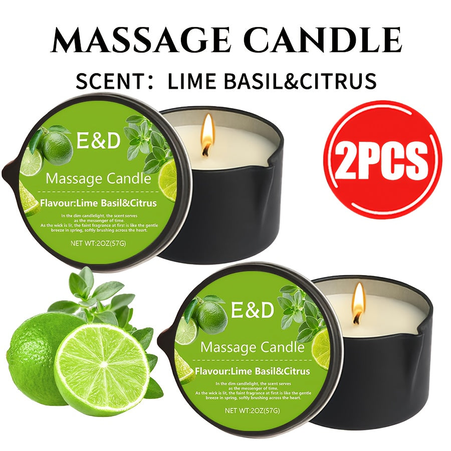 2 oz Massage Oil Candle in 18 Scent and Pack Options Including Jasmine, Lavender, Geranium and Vanilla