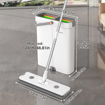 Flat Mop and Bucket Set with Metal Rod 360 Degree Swivel Head Reusable Microfiber Pads Hands-Free Wringing Wet Dry Floor Cleaning System for Hardwood Tile Bathroom Bedroom Living Room