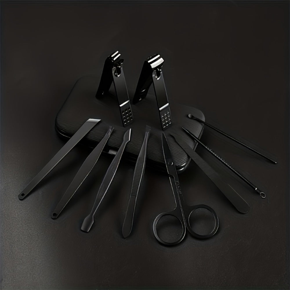Nail Grooming Tool Case with 10-, 17- or 24-Piece Set Options and Black-and-Red Interior for Home and Travel