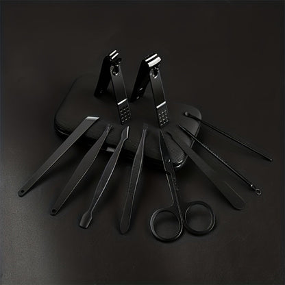 Nail Grooming Tool Case with 10-, 17- or 24-Piece Set Options and Black-and-Red Interior for Home and Travel