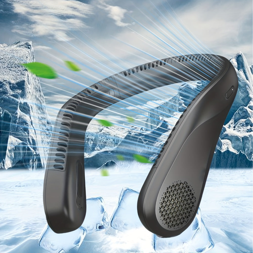 Vent-Channel Neck Fan in Black or White Color Options with Four-Speed Control and USB Charging