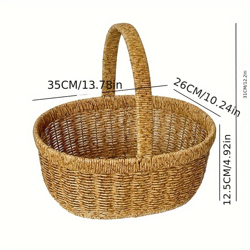 Wicker Picnic Basket Handwoven | Rattan Shopping Basket for Eggs Fruit Outdoor Picnic Gift Basket