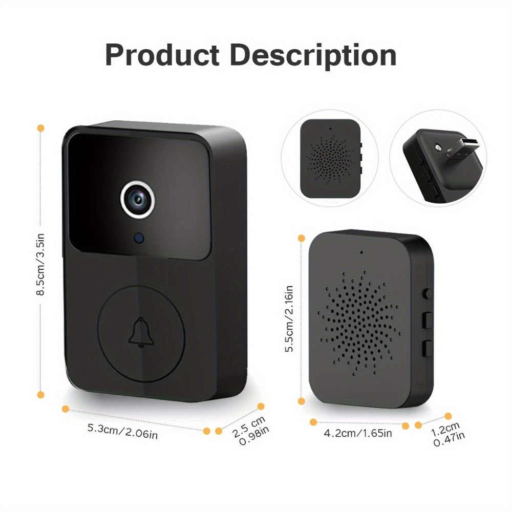 Voice Change Doorbell Camera Wireless HD 960P – Night Vision, Two-Way Audio, Motion Alert Push Notification, 2.4GHz WiFi, Rechargeable Battery, Remote Mobile View, Single or 2-Pack, Black White