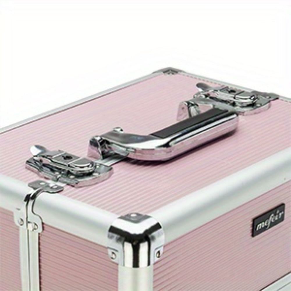 Four-Section Rolling Makeup Train Case with Removable Stack, Telescoping Handle and Four Color Finishes