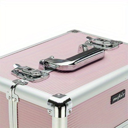 Four-Section Rolling Makeup Train Case with Removable Stack, Telescoping Handle and Four Color Finishes