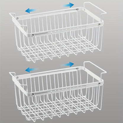 Expandable Wire Freezer Organizer Basket Set with Hanging Handles and 15.6- to 24.3-Inch Width Options