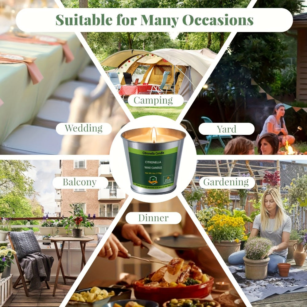 Citronella Candles Outdoor, 128 Hours Burning Mosquito Candle Set for Patio Garden Camping BBQ Party Yard Decor
